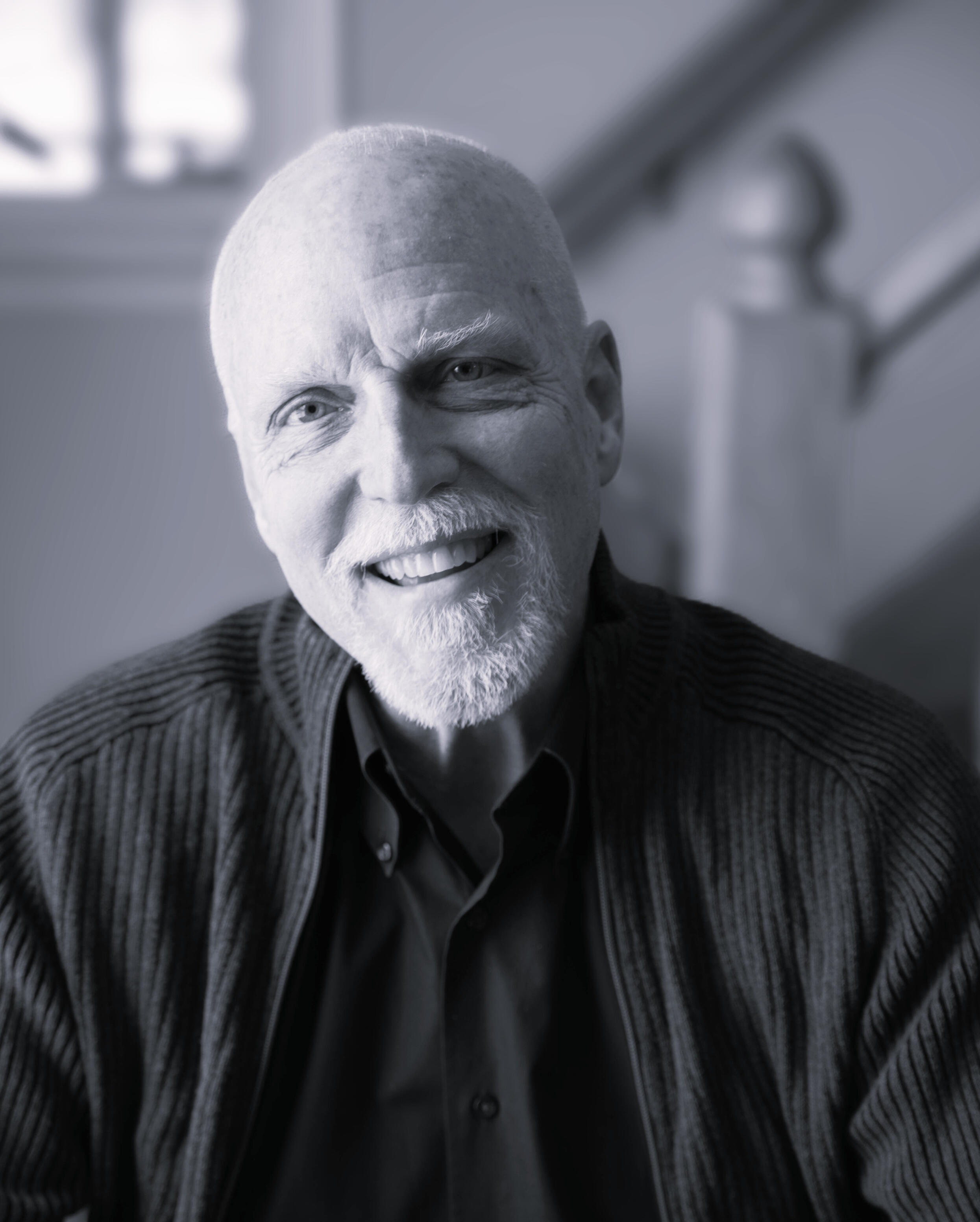 Headshot black and white image of Dave Bell